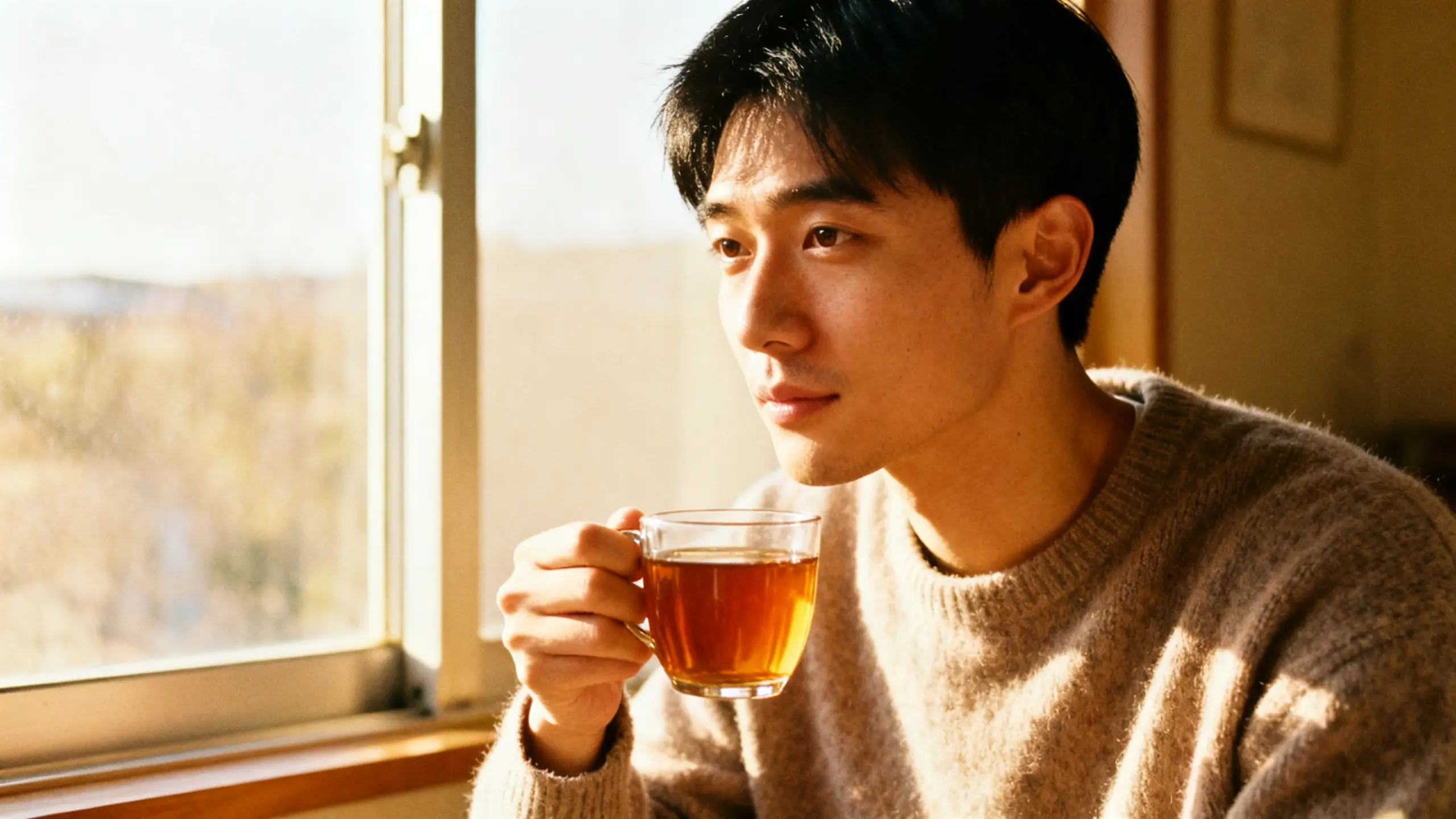 Man calming anxiety outside