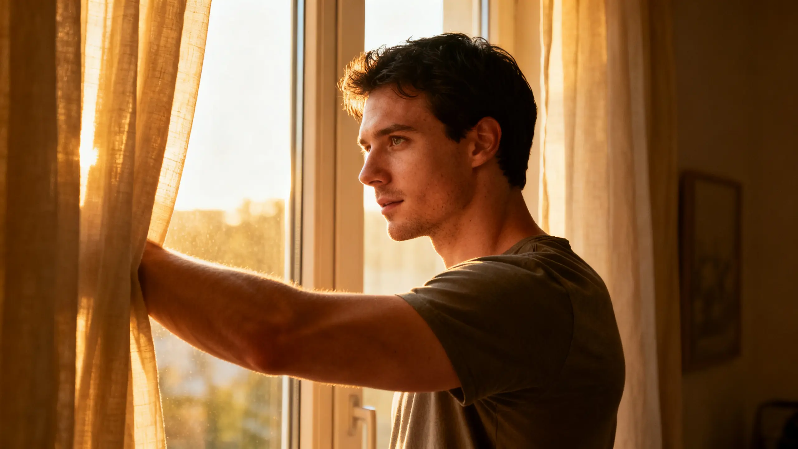 Man in morning light during depression treatment