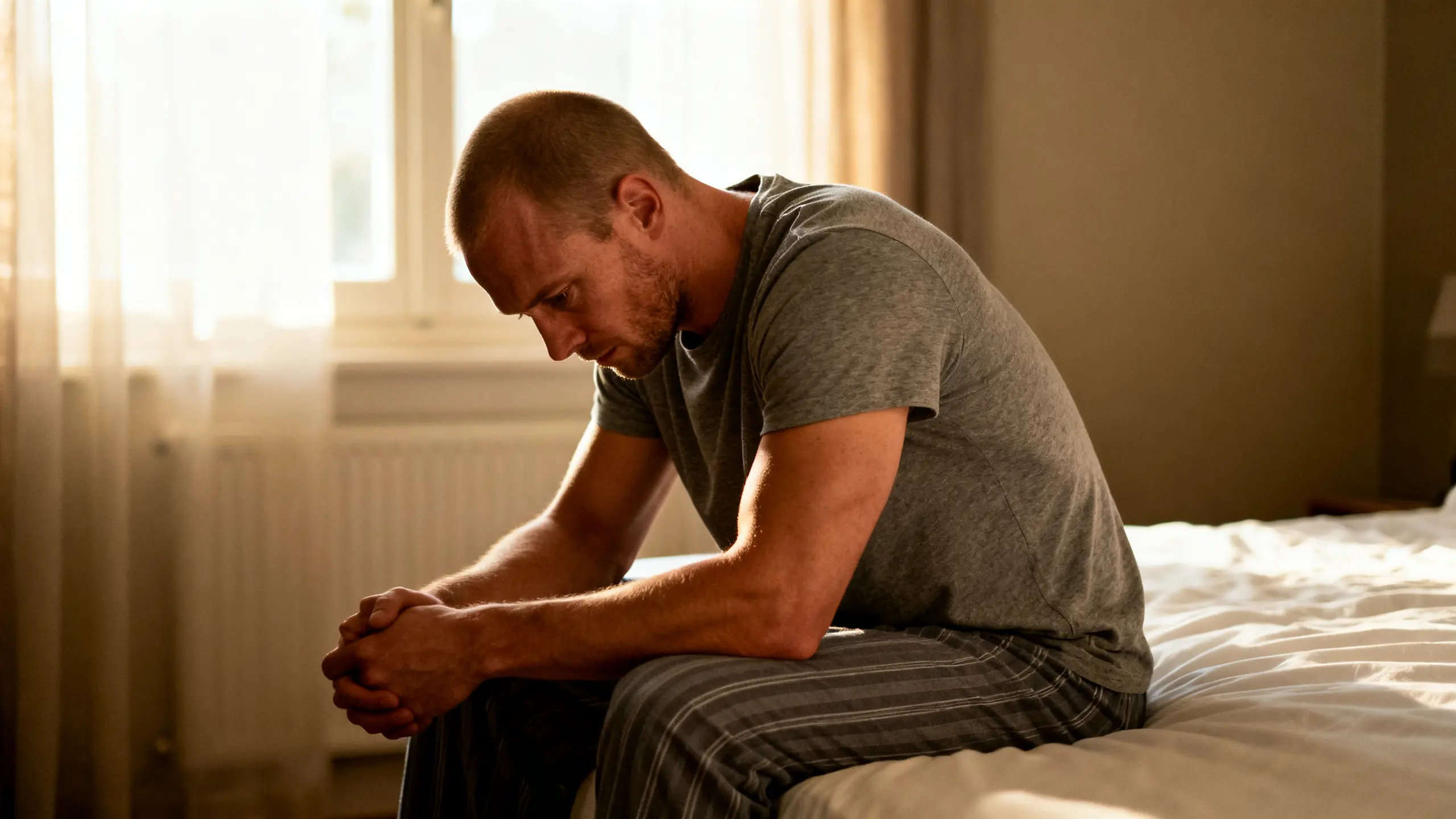 Man starting the day during depression care